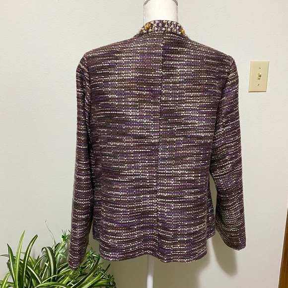 Lane Bryant, Plus Size 16 Tweed Jacket Purple NWOT Lined Beaded Neckline - Picture 9 of 15